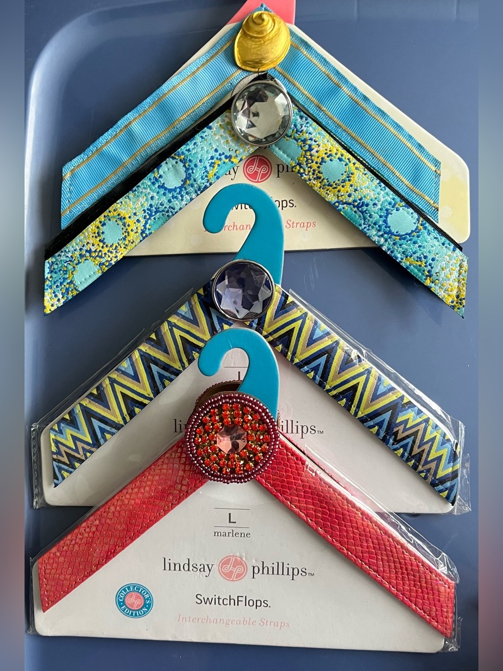 lindsay phillips Interchangeable Strap Set - Blue, Yellow, Pink